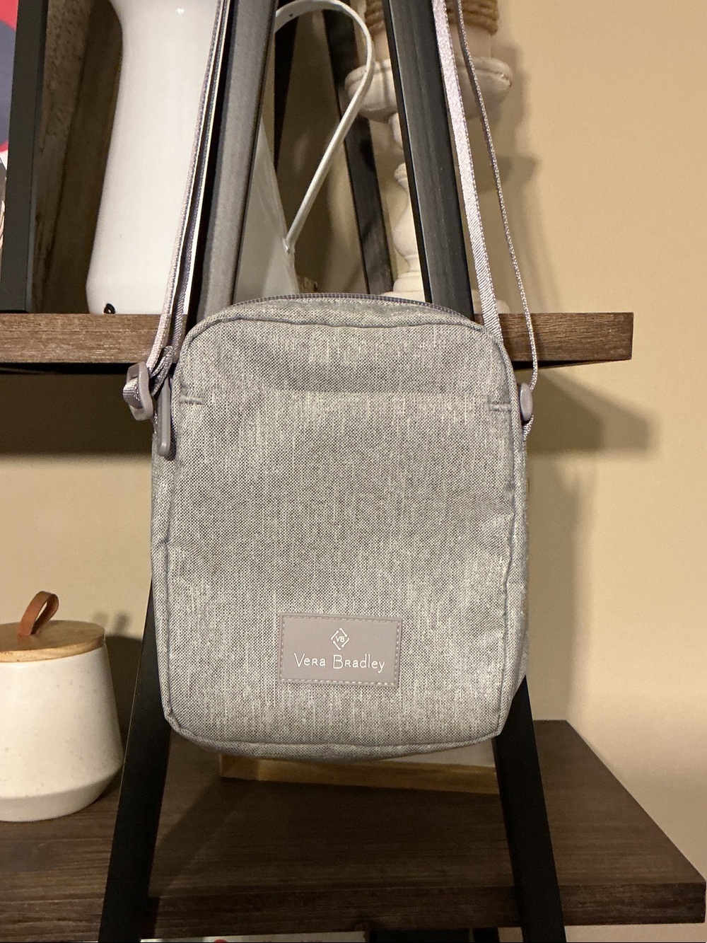 Vera Bradley Canvas Light Gray Hipster Crossbody Bag